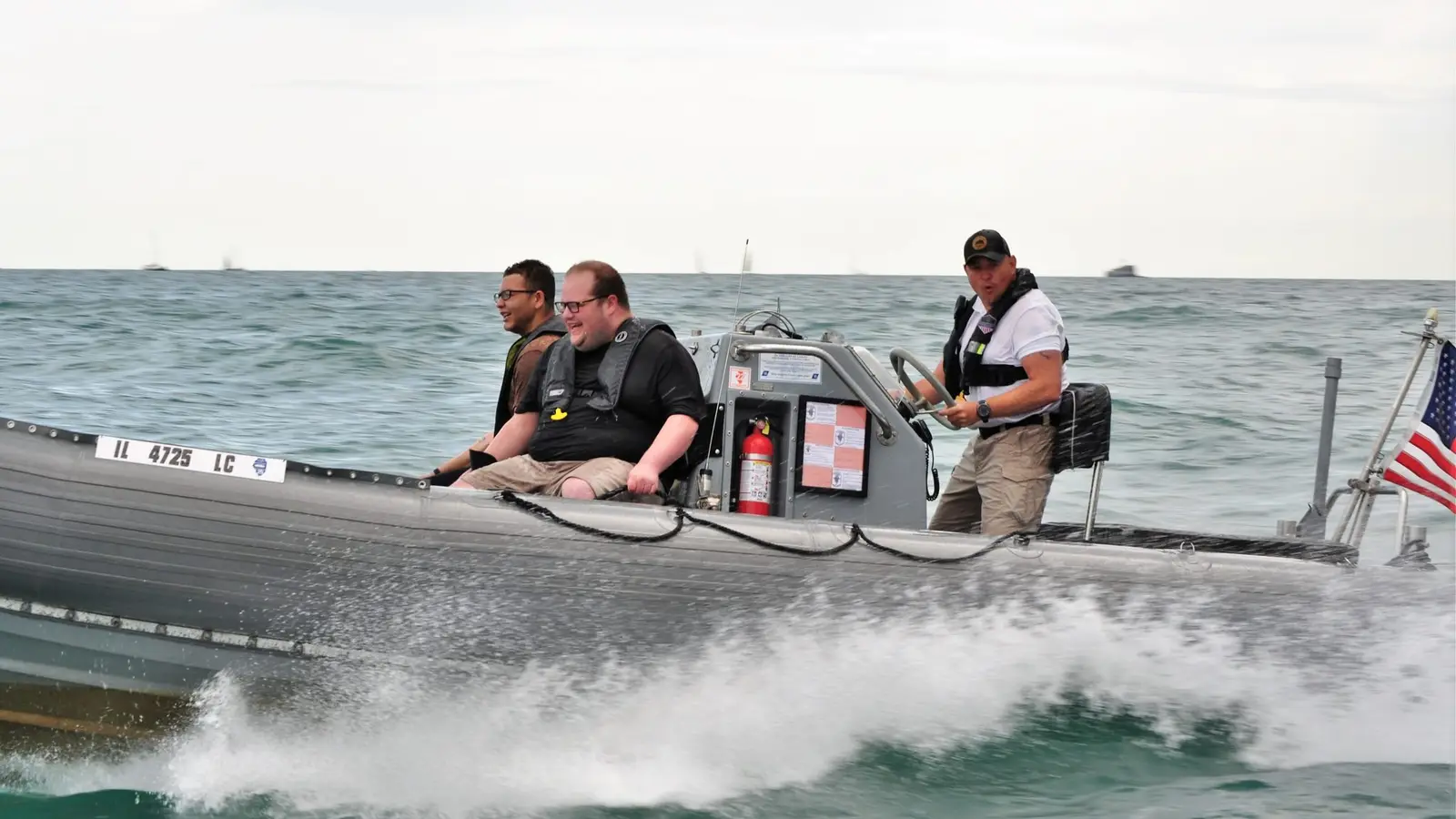 Guests riding through choppy water on the Blackhawk RHIB